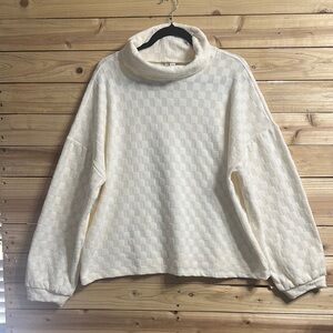 Cato Cream Cowl Neck Sweater with Textured Pattern